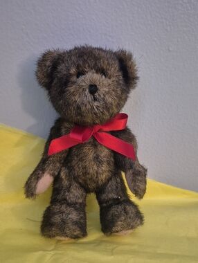 Classic Brown Plush Teddy Bear with Red Bow